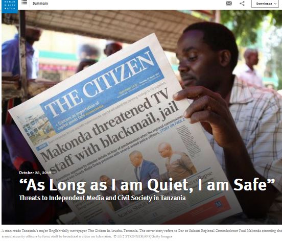 “As long as I am quiet, I am safe”: Threats to independent media and civil society in Tanzania